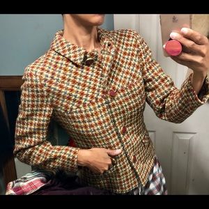 Vtg Townley plaid tweed jacket blazer ILGWU S M